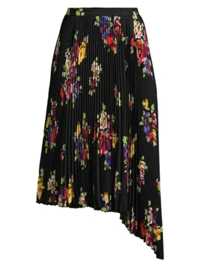 Shop Kate Spade Rare Roses Pleated Skirt In Black