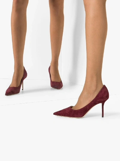 Shop Jimmy Choo Red Love 85 Suede Point Toe Pumps