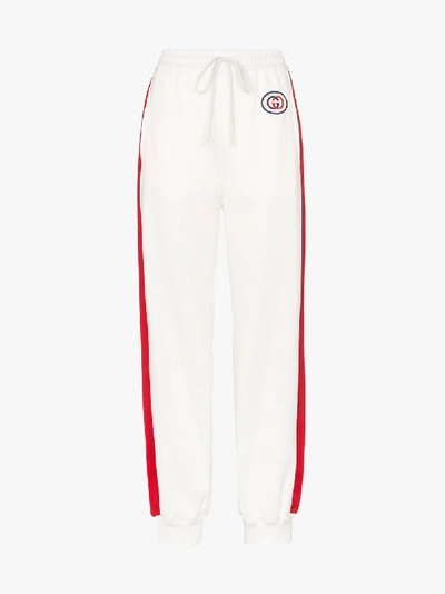 Shop Gucci Striped Track Pants In White