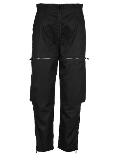 Shop Prada Cropped Cargo Trousers In Black