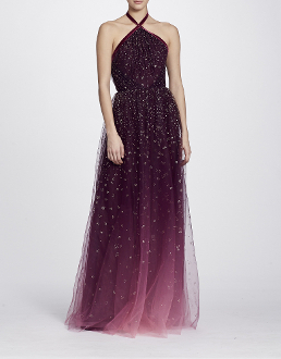 marchesa notte ombre halter gown