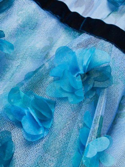 Shop Marchesa Notte Pre-fall 2019  Halter Neck Hi Lo Tulle Midi Tea Dress In Blue