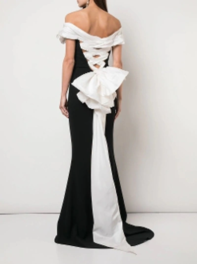 Shop Marchesa Off Shoulder Crepe Column Gown