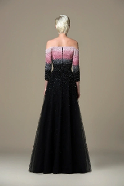 Shop Saiid Kobeisy Sk By  Off Shoulder Gown In Bonbon Pink