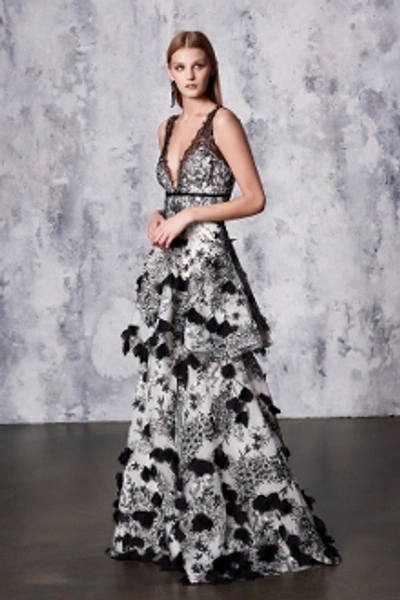Marchesa notte black clearance and white gown