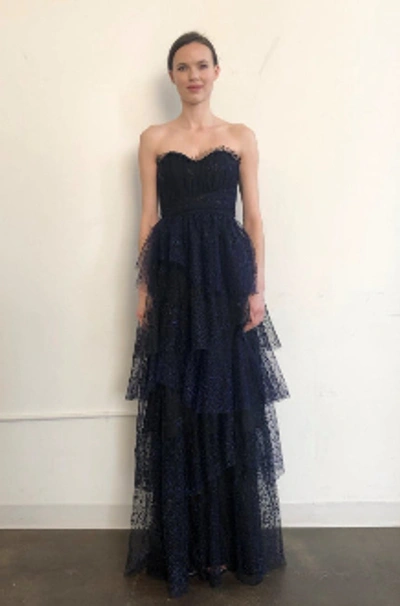 Shop Marchesa Notte Strapless Glitter Tulle Gown