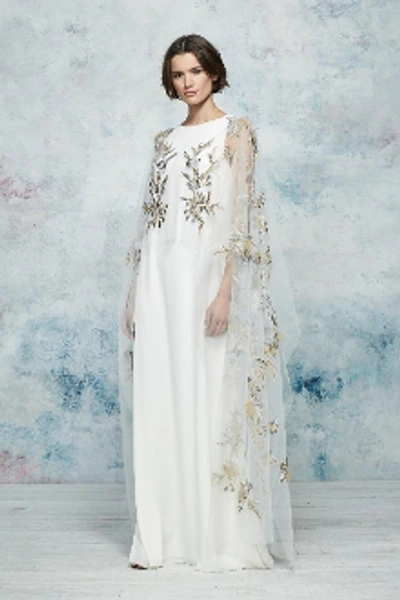 Shop Marchesa Notte Capelet Kaftan In Ivory