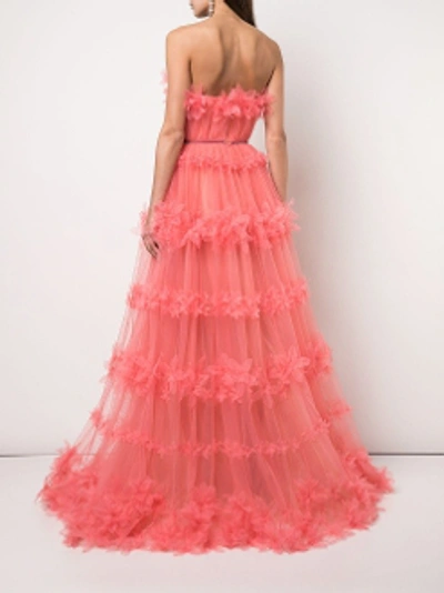 Shop Marchesa Notte Strapless Floral Stripe Tulle Ball Gown