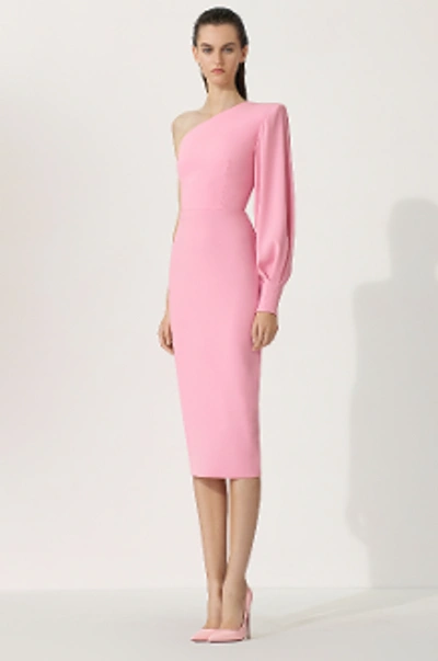 Shop Alex Perry Warner-one Shoulder Crepe Midi Dress