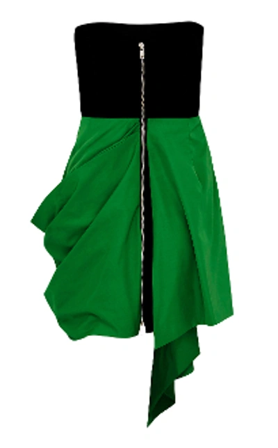 Shop Alex Perry Reyes-strapless Taffeta And Velvet Mini Dress