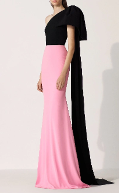 Shop Alex Perry Anderson-crepe Two-tone One Shoulder Gown