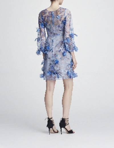 Shop Marchesa Notte Long Sleeve Embroidered Cocktail Dress