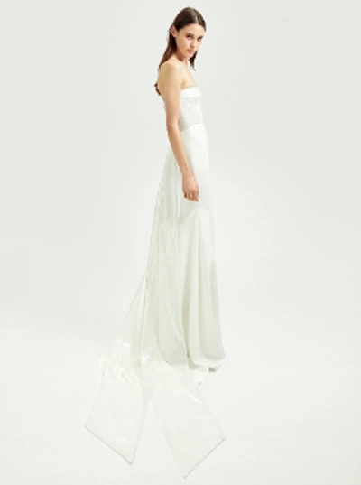 Shop Alex Perry Bridal Alice-satin Crepe Strapless Gown In White