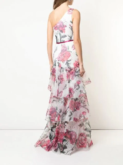 Shop Marchesa Notte One Shoulder Floral Organza Evening Gown