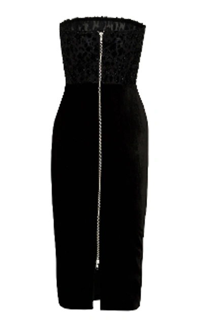 Shop Alex Perry Huxley-strapless Velvet Leopard Devore Midi Dress