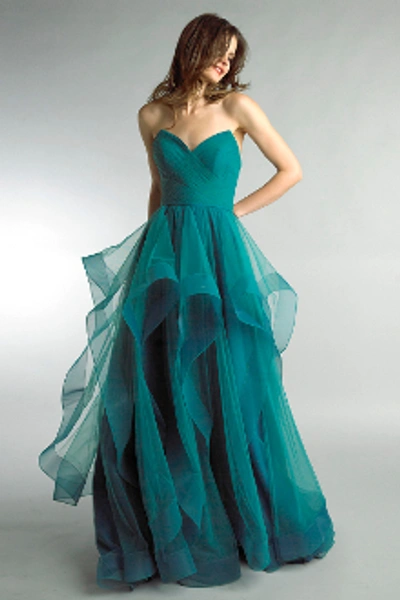 Shop Basix Black Label Strapless Evening Gown In Jade