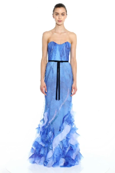 Shop Marchesa Notte Strapless Tulle And Organza  Gown