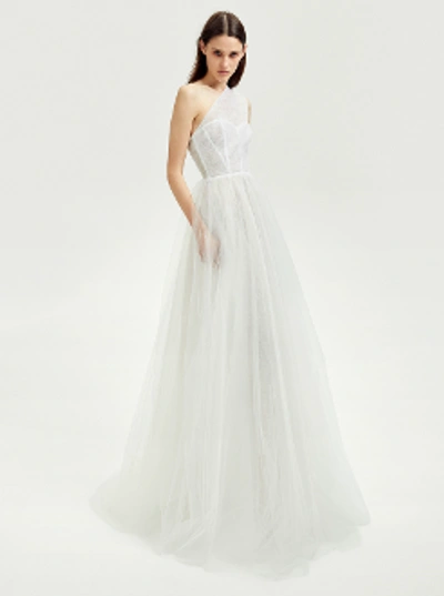 Shop Alex Perry Bridal Annalise-one Shoulder Gown In White
