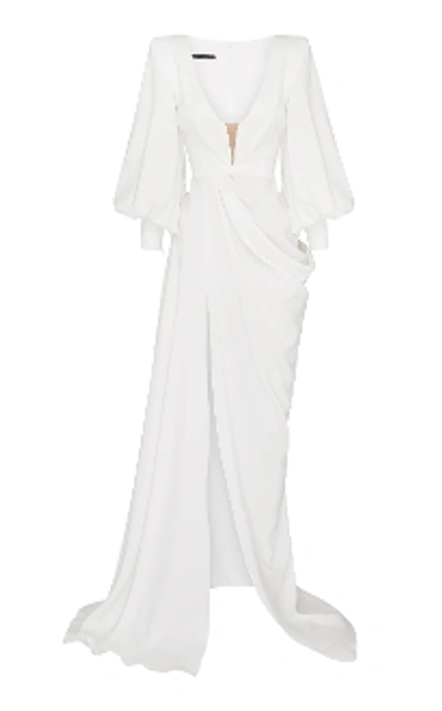 Shop Alex Perry Clark-long Sleeve Crepe Gown