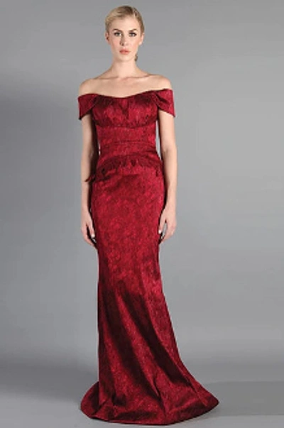 Shop Rene Ruiz Red Off The Shoulder Evening Gown L17109