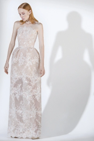 Shop Saiid Kobeisy Sk By  Structured Strapless Evening Gown In Ecru