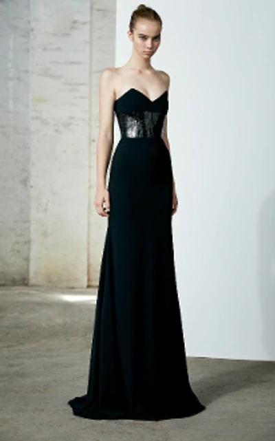 Shop Alex Perry Gunner-sequin And Satin Strapless Gown In Black