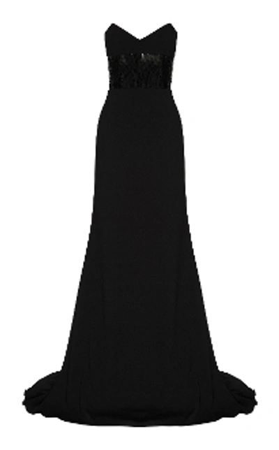 Shop Alex Perry Gunner-sequin And Satin Strapless Gown In Black