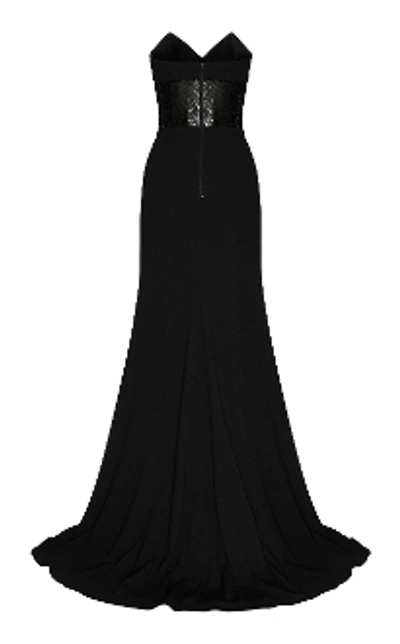 Shop Alex Perry Gunner-sequin And Satin Strapless Gown In Black