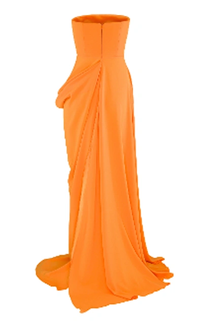Shop Alex Perry Reed-strapless Crepe Gown In Orange