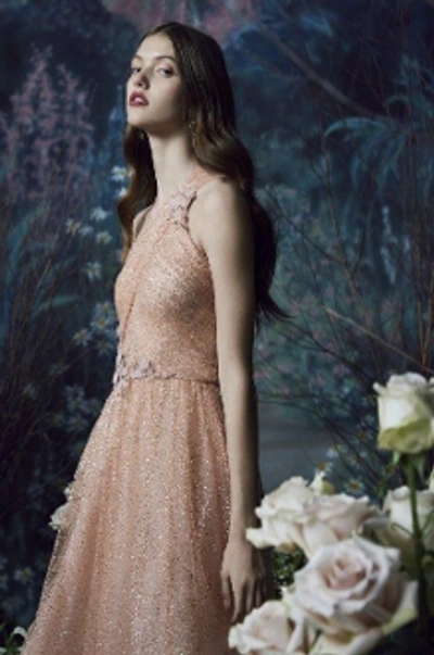 Shop Marchesa Notte One Shoulder Glitter Tulle Midi-tea Dress
