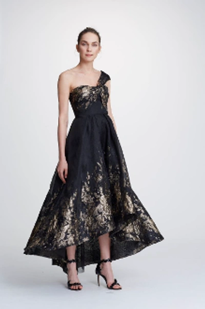 Shop Marchesa Notte One Shoulder Hi-low Midi-tea Dress