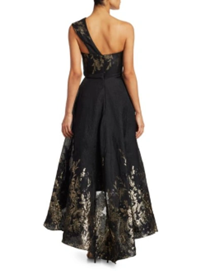 Shop Marchesa Notte One Shoulder Hi-low Midi-tea Dress