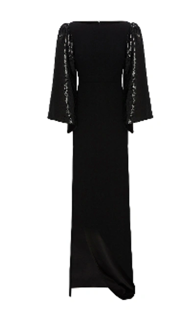 Shop Alex Perry Beckett-sequin Cape Sleeve Gown