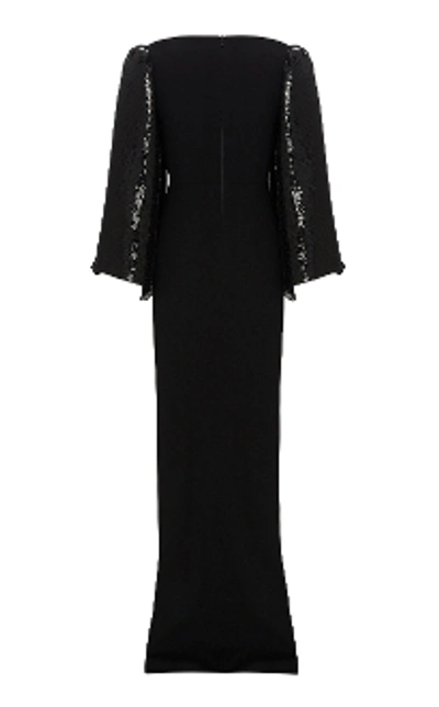 Shop Alex Perry Beckett-sequin Cape Sleeve Gown