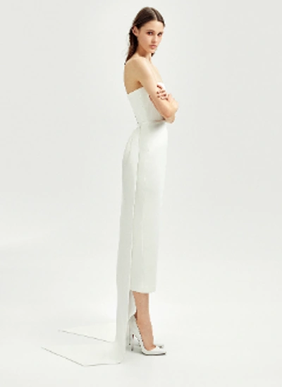 Shop Alex Perry Brooke-satin Crepe Strapless Gown B023 In White