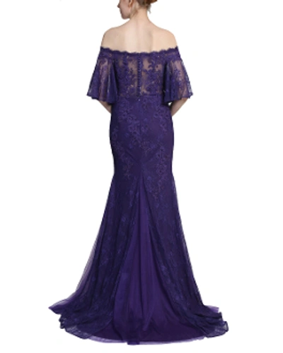 Shop Badgley Mischka Off The Shoulder Lace Evening Gown