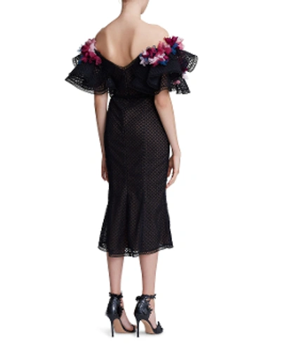 Shop Marchesa Embroidered Tulle Off Shoulder Cocktail Dress