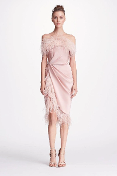 Shop Marchesa Couture Pink Strapless Silk Satin Cocktail Dress In Blush