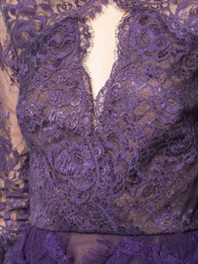 Shop Marchesa Notte Fall/winter 2018  Sleeve Cocktail Dress In Purple