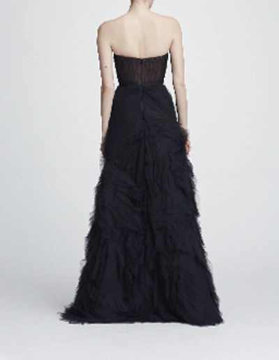 Shop Marchesa Notte Strapless Textured Tulle Gown