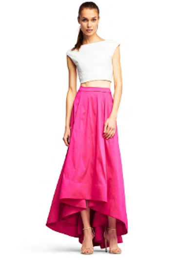 Shop Aidan Mattox Aidan By  Cap Sleeve High-low Gown In Ivory/fuchsia