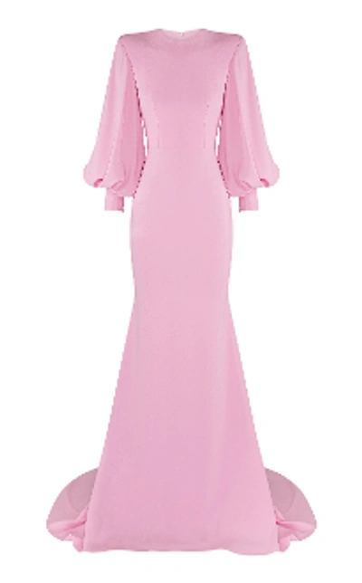 Shop Alex Perry Davis-long Bishop Sleeve Crepe Gown