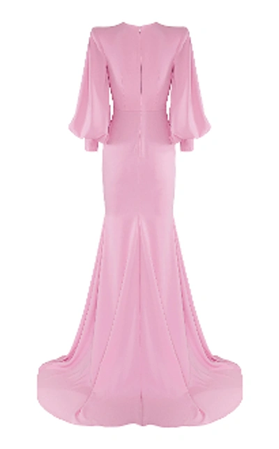 Shop Alex Perry Davis-long Bishop Sleeve Crepe Gown