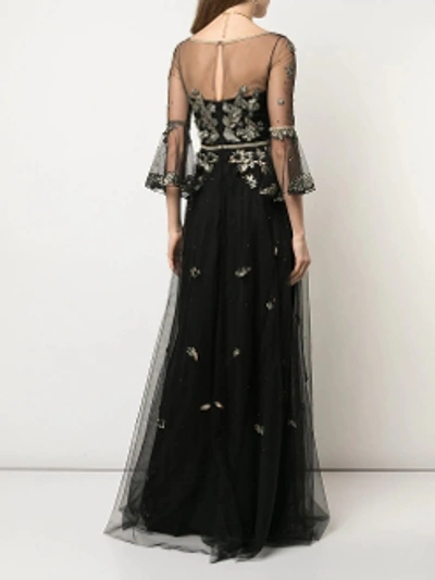 Shop Marchesa Notte Beaded Embroidered Evening Gown N30g0837 In Black