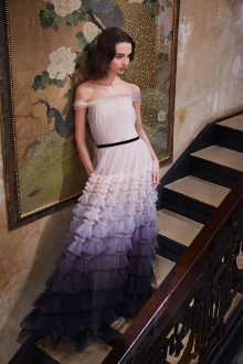 Marchesa Notte Ombre Textured Tulle Gown N37g1141 In Shell Modesens