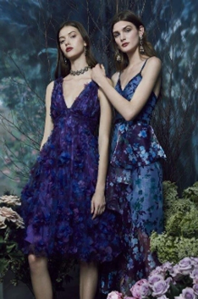 Shop Marchesa Notte Sleeveless Floral Cocktail Dress N31c0942 In Purple