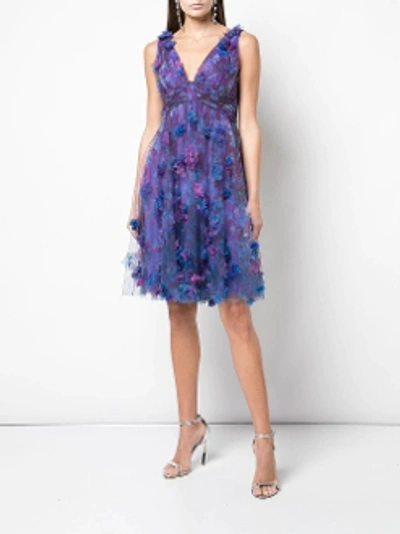 Shop Marchesa Notte Sleeveless Floral Cocktail Dress N31c0942 In Purple