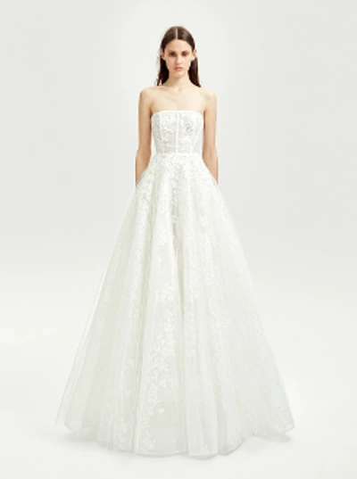 Shop Alex Perry Bridal Lily-floral Lace And Tulle Gown B038 In White