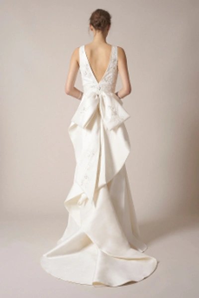 Shop Sachin & Babi Noir Bridal Sleeveless Embroidered Jacquard Emilia Gown In Ivory