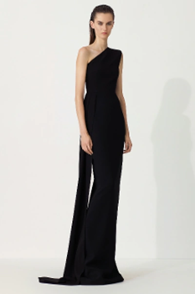 Shop Alex Perry Gray-one Shoulder Crepe Gown